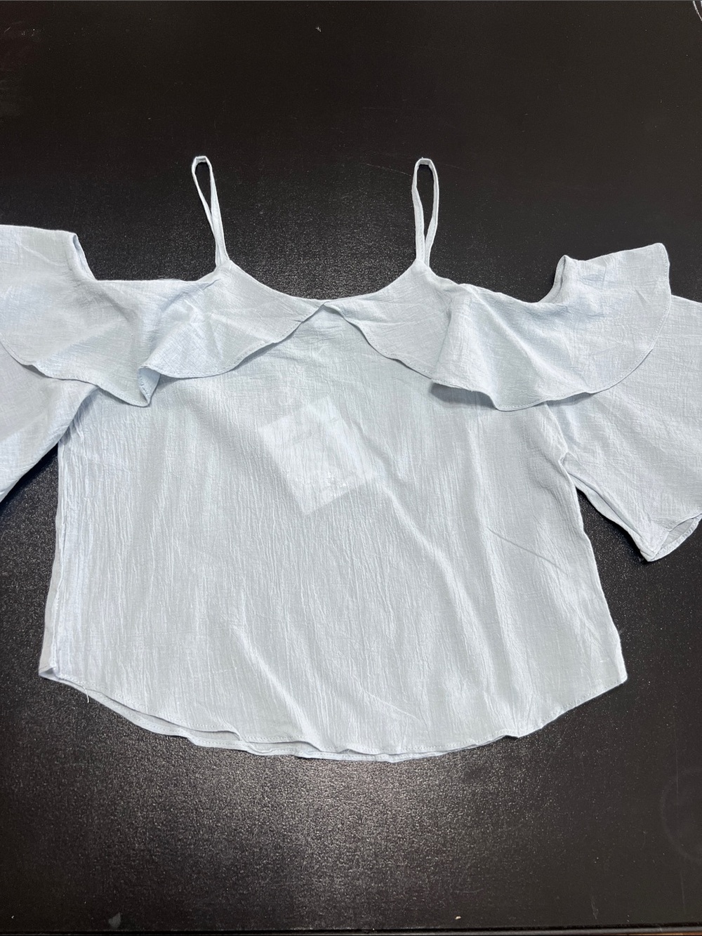 Light Blue Off-Shoulder Ruffle Women's Top